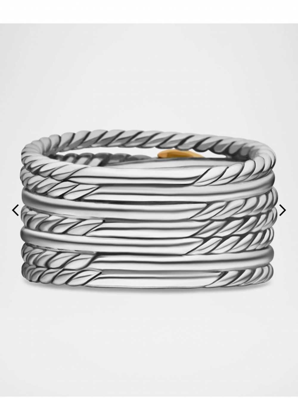 Double X Crossover Ring in Silver with 18K Gold, 13mm - Picture 4 of 4